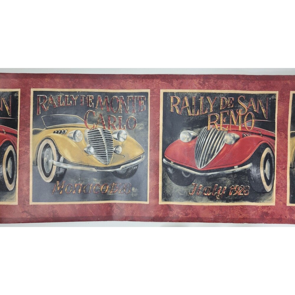 Vtg York 1928 Vintage Rally Car Wallpaper Border Monte Carlo San Remo‎ 3+ Rolls